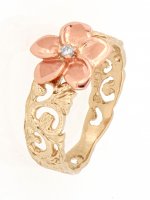 Scrollled Ring with Plumeria